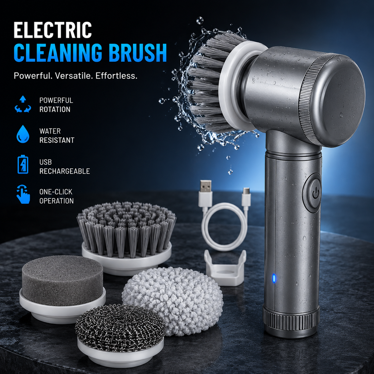 Cordless Electric Spin Scrubber (5-Head)