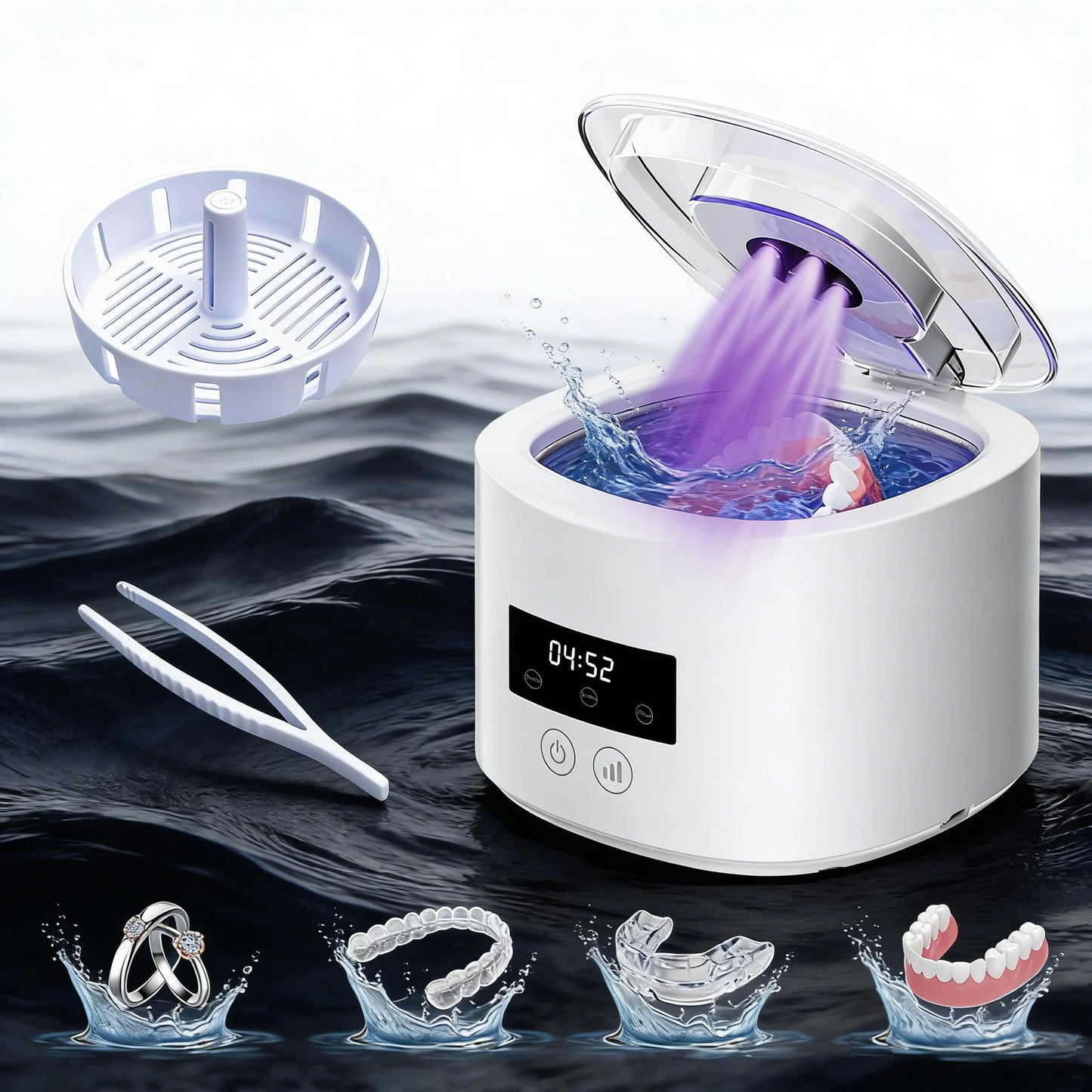 50kHz Ultrasonic Retainer & Jewelry Cleaner – USB Rechargeable